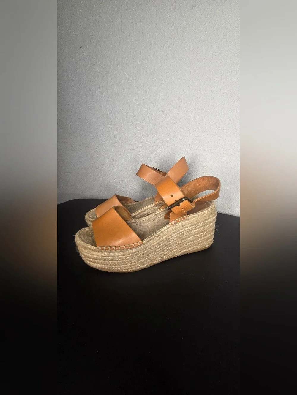 Soludos Tan Espadrille Wedge Sandals Size 6.5